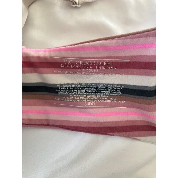 Victorias Secret Body by Victoria Lined Demi Bra Pink Multi Striped size 34DD - Picture 4 of 4